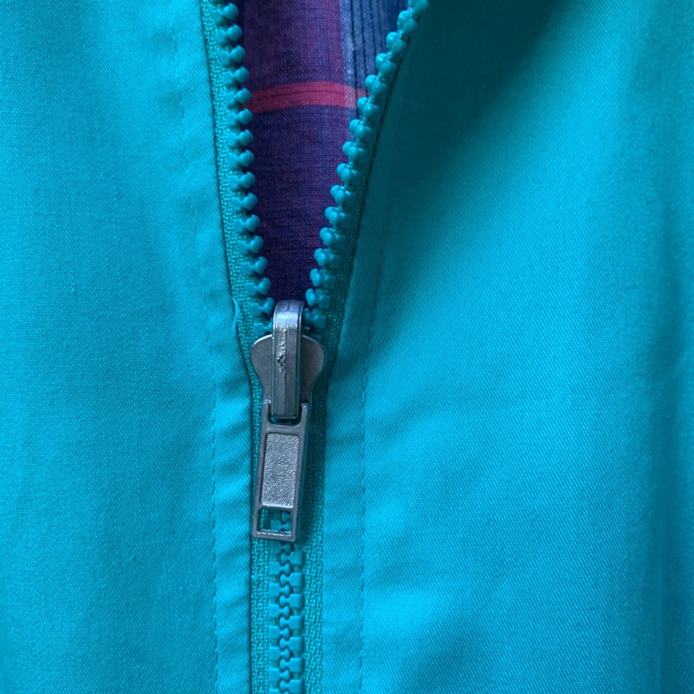VTG 80’s Head Sportswear Reversible teal PLAID Bomber Jacket Sz M zip-up coat - Picture 7 of 14
